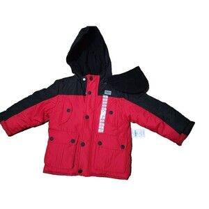 OSHKOSH B'gosh Red/Black Winter Coat Zip & Snap With Functional‎ Pockets Size 4T